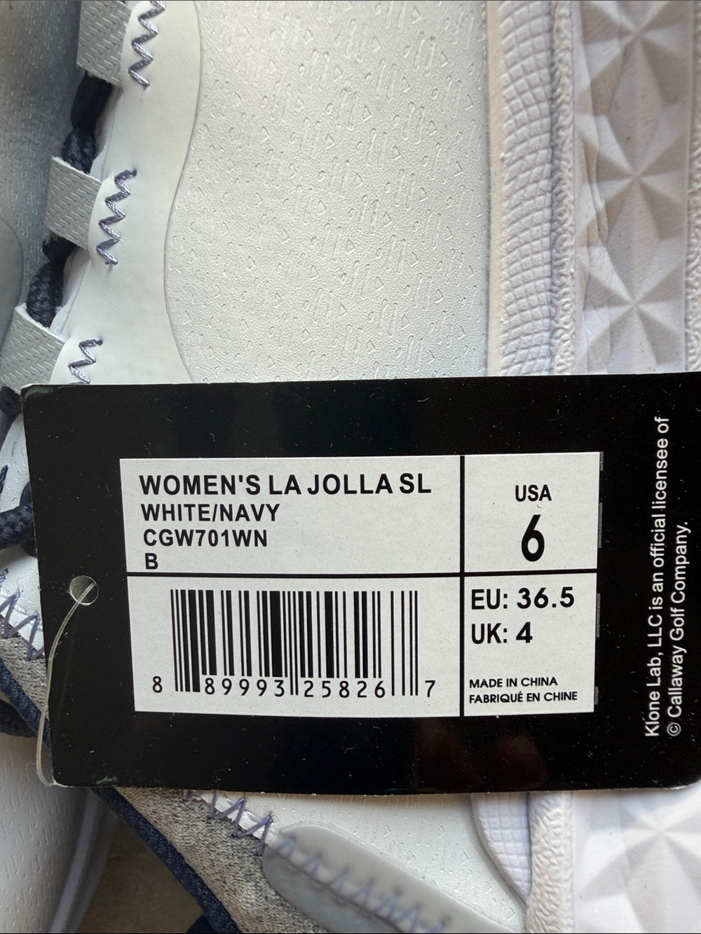 Callaway White and Navy Lightweight Golf Shoes with Tan Accents - Picture 3 of 6